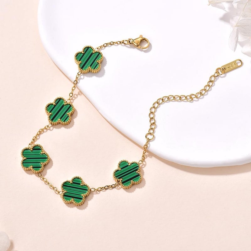 FLY FEI 18K Gold-Plated Four Leaf Clover Bracelet for Women,Adjustable lucky Bracelet Set Jewelry Gift-Hypoallergenic Charm for Birthdays, Wellness & Daily Wear - Image 4